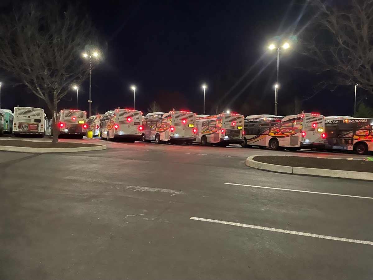 Buses in Early Morning at RTA Employee Appreciation Day