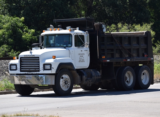 dump truck on asphalt road