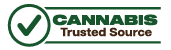Cannabis Trusted Source. Green check mark with green lines around text. Sign displayed at Maryland dispensaries 