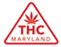 Red triangle with cannabis leaf and THC Maryland in the middle. The label placed on all THC packaging in Maryland 